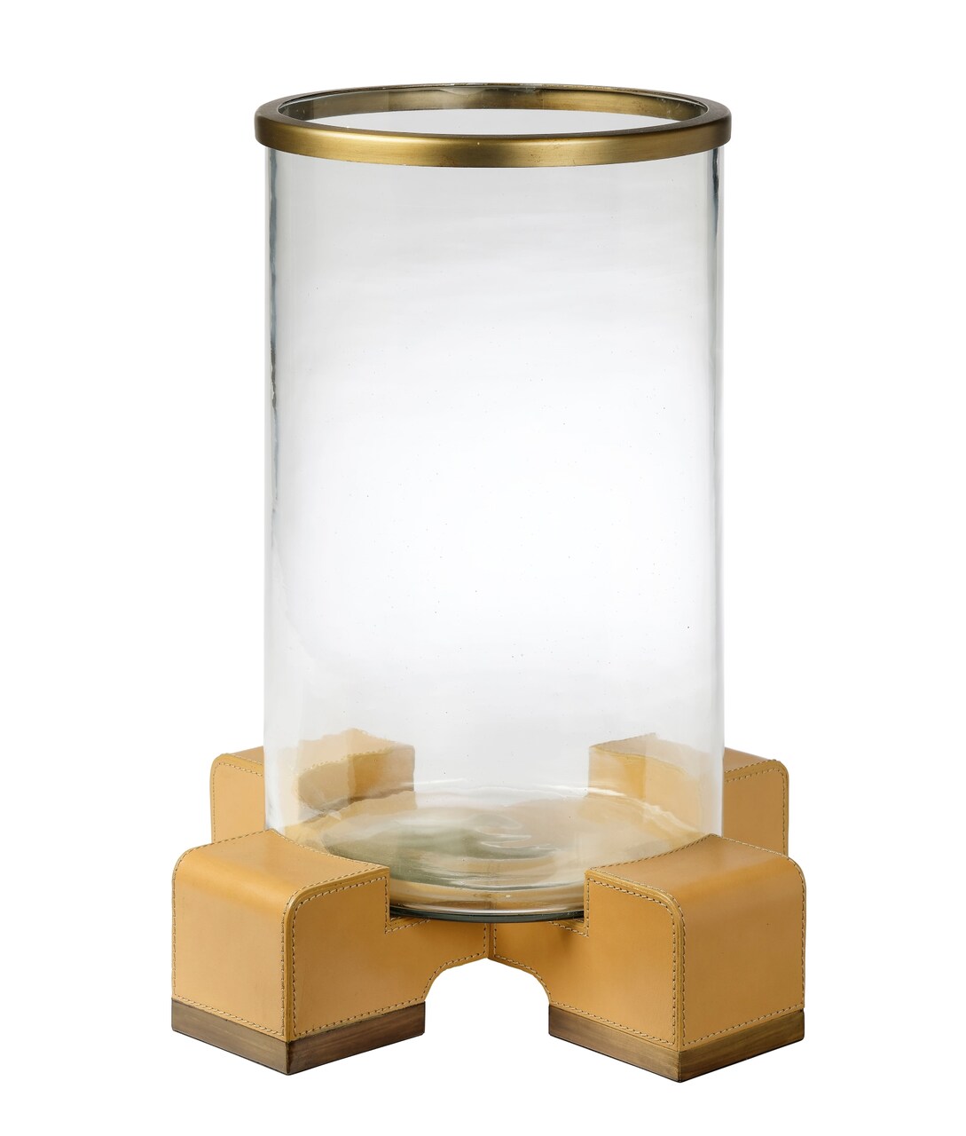 Jamie Young Company Vector Hurricane Candle Holder - 14.5" - Clear and Brown